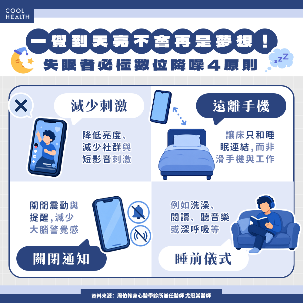一覺到天亮不再是夢想！ 失眠者必懂「數位降噪」4原則