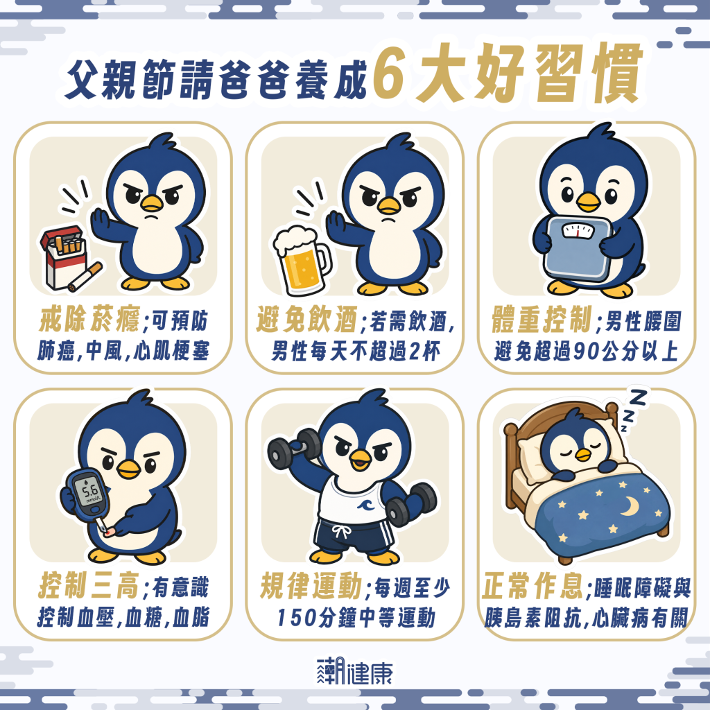 先養好6大習慣 爸爸晚年生活更健康