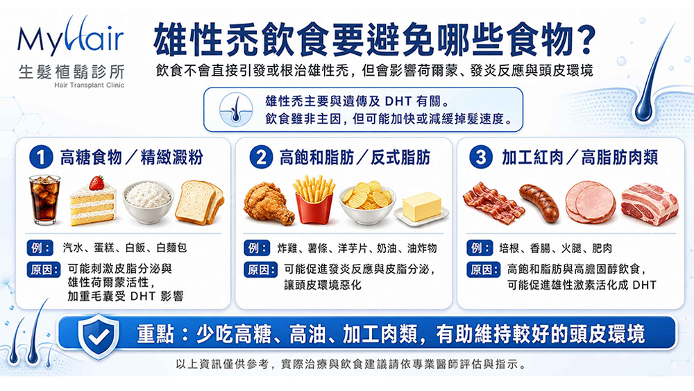 雄性禿和飲食有關嗎？認識3類飲食習慣與頭皮、髮絲健康的關聯