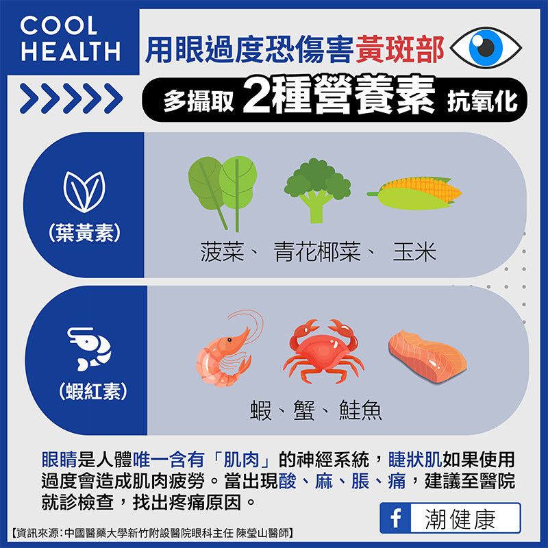 用眼每30分鐘應休息  多攝取2營養素抗氧化