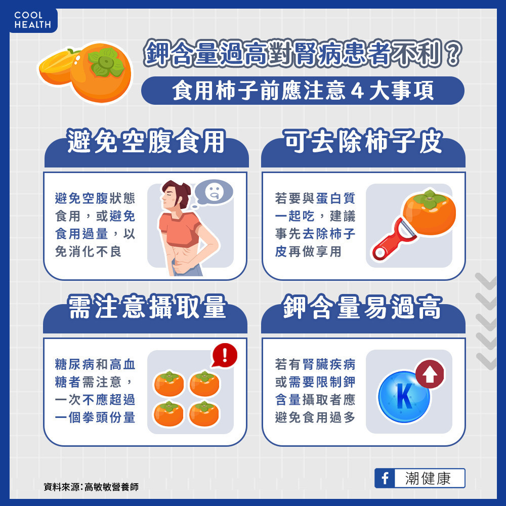 鉀含量過高對腎病患者不利？  食用柿子前應注意4大事項