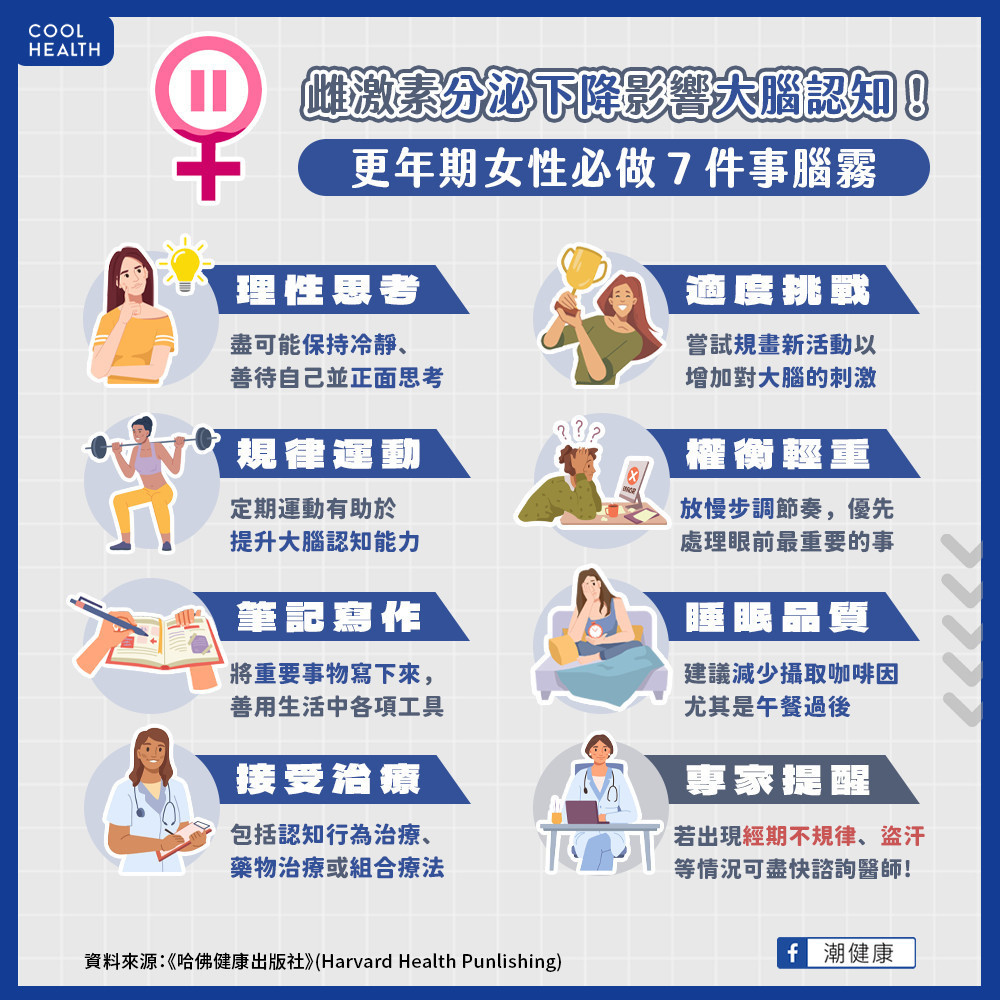 雌激素影響大腦認知？  女性7件事預防腦霧